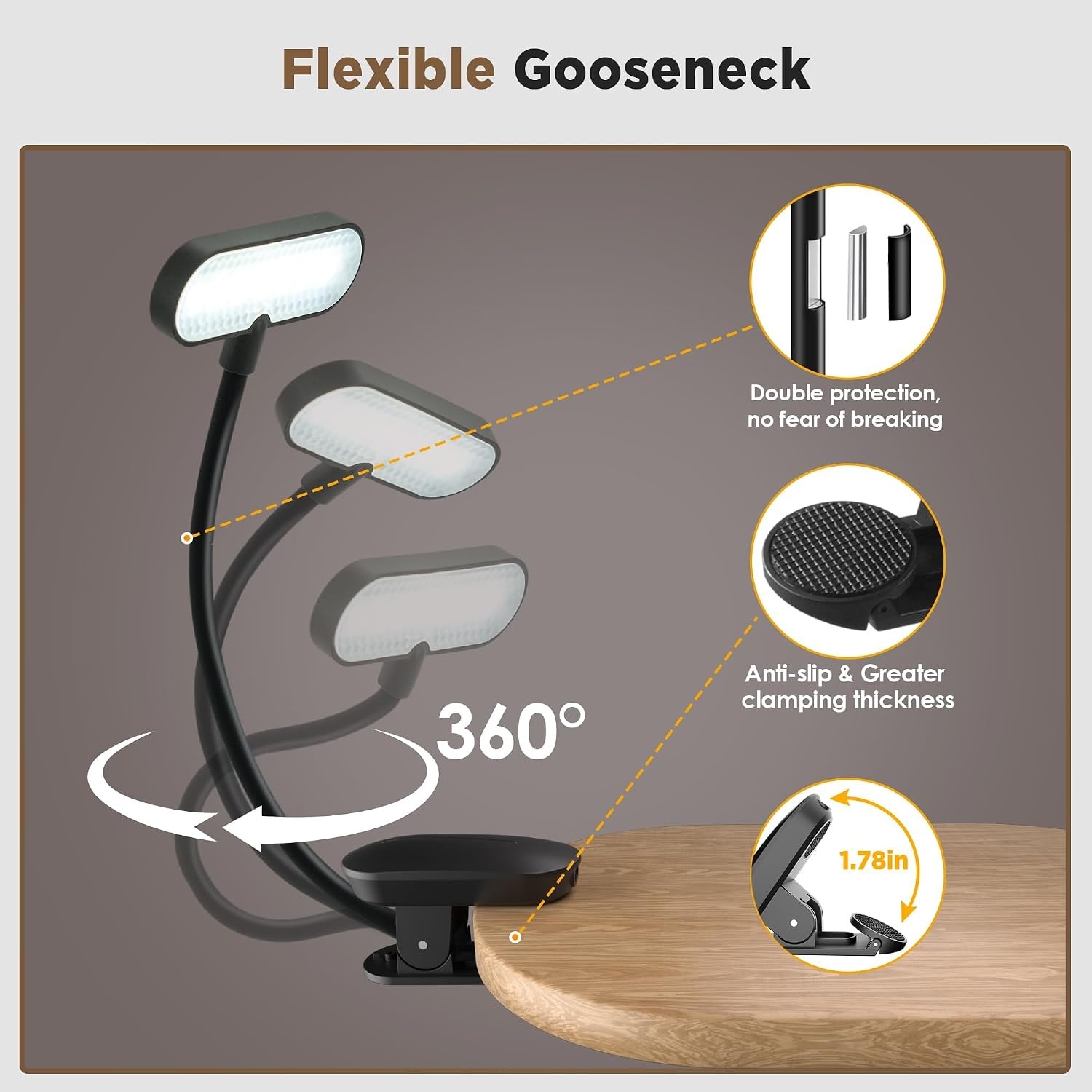 image:imageARTISTS DREAM Book Light for Reading at Night with 14 LEDs 3 EyeCaring Color Temperatures Featuring Long Runtime and Lightweight Design The Flexible ClipOn Book Light Designed for Book LoversBlack