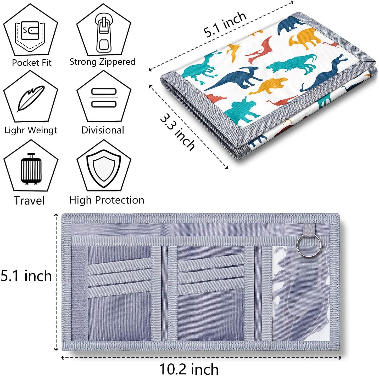 image:imageARTISTS DREAM Kids Dinosaur Wallet Trifold with Coin Pocket Ages 418 Perfect for Boys amp Girls Birthday Gifts