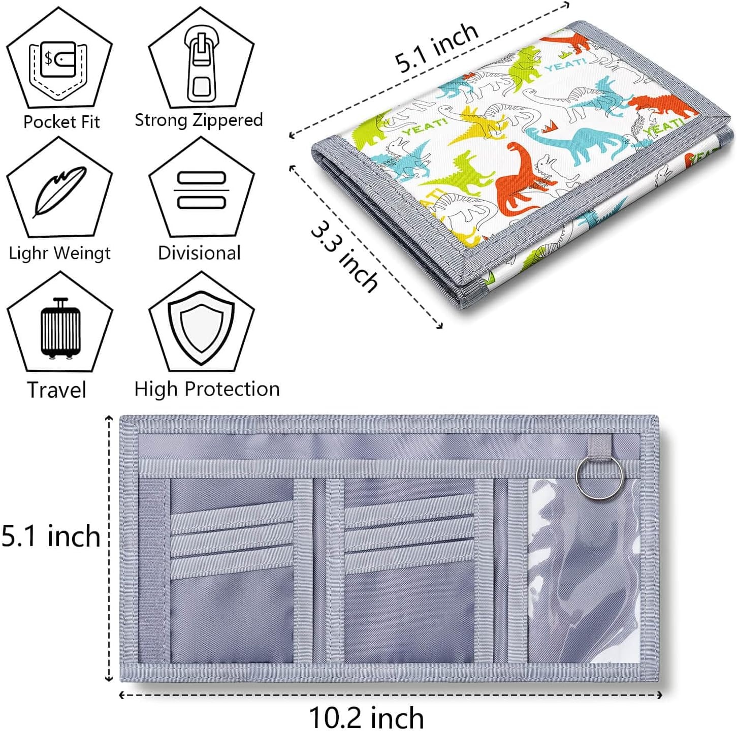 image:imageARTISTS DREAM Kids Trifold Dinosaurs Wallet Ages 418 Toddler Coin Pocket Novelty Gift