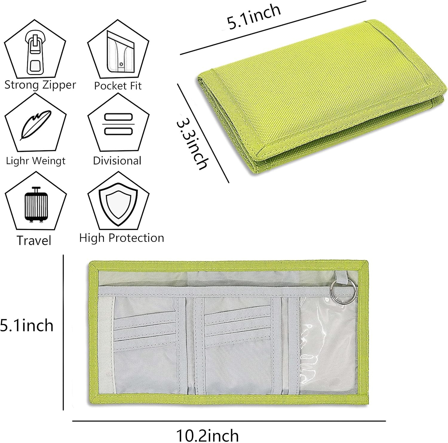 image:imageARTISTS DREAM Kids Wallet for Boys Kids Trifold Wallet Ages 418Teen Wallet with Zippered Coin Pocket Unique Birthday Gifts for ChildrenBright Green