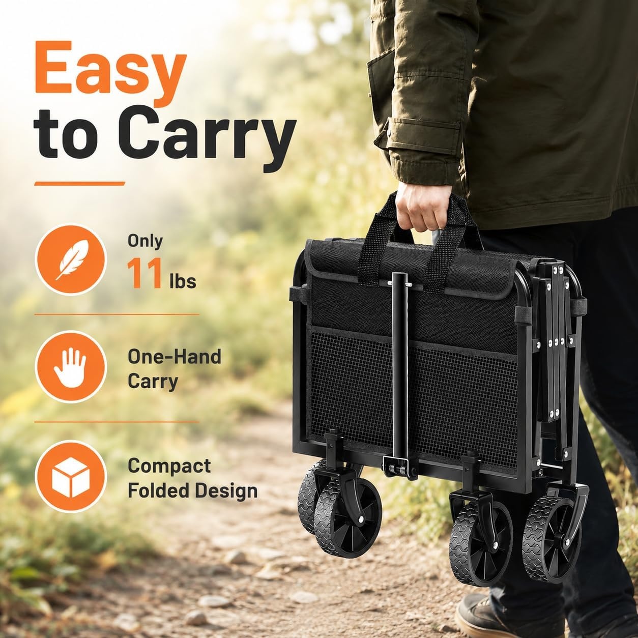 image:imageFoldable Collapsible Wagons Carts with Wheels Folding Utility Wagon Cart Collapsible Wagon Portable amp Easy to Store for GroceriesApartment MovingSportsGarden Yard WorkShoppingGraphiteBlack