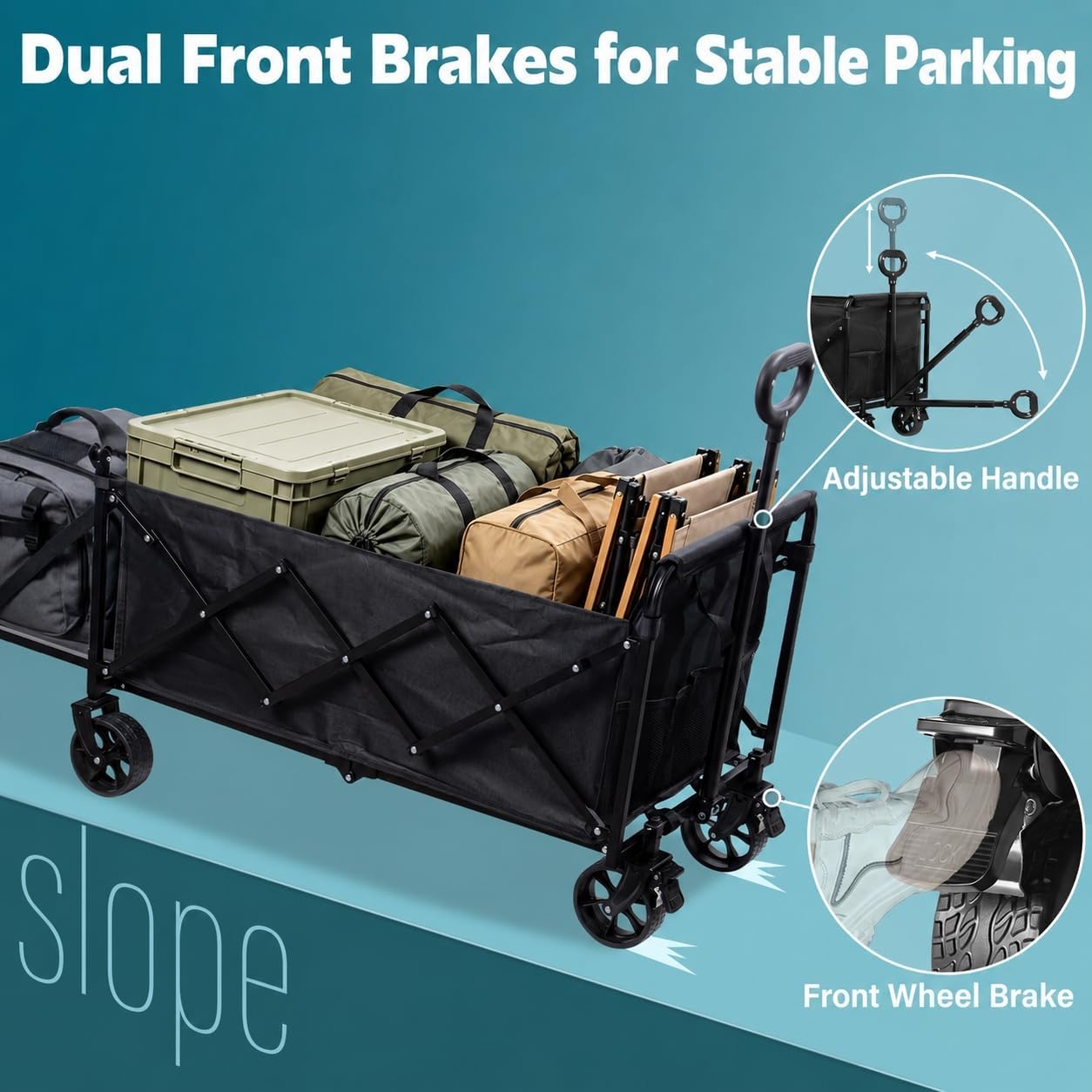 image:imageFoldable Collapsible Wagons Carts with Wheels Folding Utility Wagon Cart Collapsible Wagon Portable amp Easy to Store for GroceriesApartment MovingSportsGarden Yard WorkShoppingGraphiteBlack5