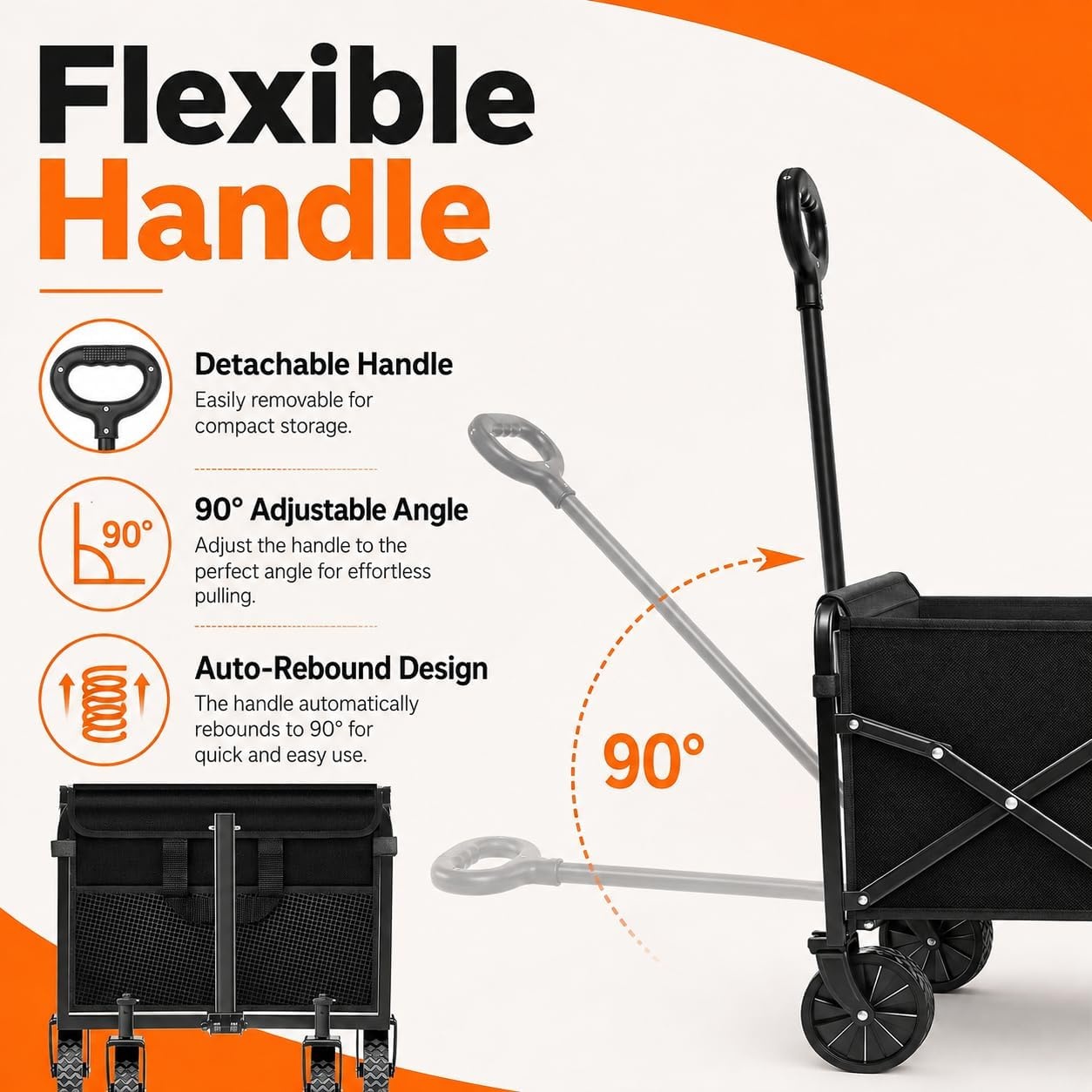 image:imageFoldable Collapsible Wagons Carts with Wheels Folding Utility Wagon Cart Collapsible Wagon Portable amp Easy to Store for GroceriesApartment MovingSportsGarden Yard WorkShoppingGraphiteBlack