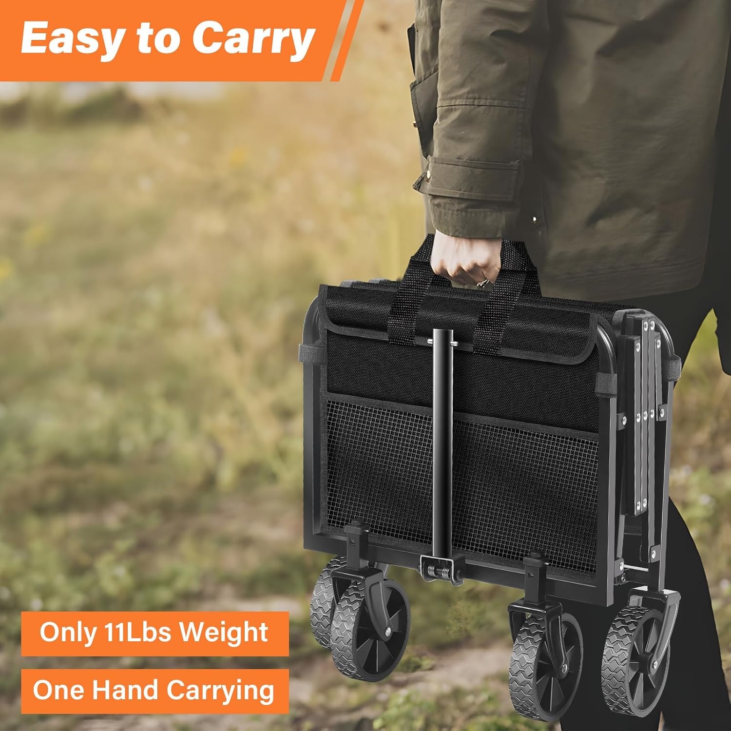 image:imageWagons Carts Foldable 500 lb 220L Collapsible Wagon with Brakes Heavy folding wagon for groceries camping beach outdoor hauling large storage brake control and compact folding designLavender