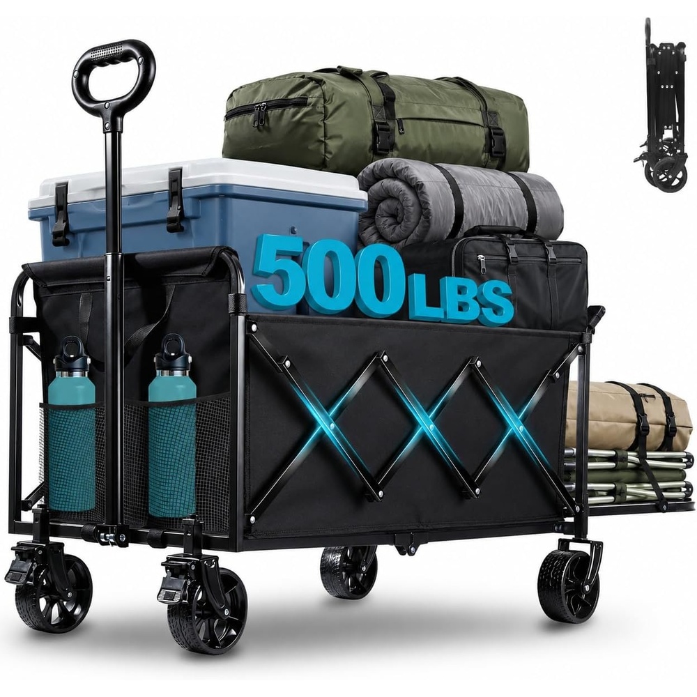 image:imageFoldable Collapsible Wagons Carts with Wheels Folding Utility Wagon Cart Collapsible Wagon Portable amp Easy to Store for GroceriesApartment MovingSportsGarden Yard WorkShoppingGraphiteBlack5