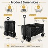 Wagons Carts Foldable, 500 lb 220L Collapsible Wagon with Brakes | Heavy folding wagon for groceries, camping, beach, outdoor hauling; large storage, brake control and compact folding design(Light Black)
