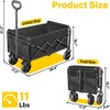 Wagons Carts Foldable, 500 lb 220L Collapsible Wagon with Brakes | Heavy folding wagon for groceries, camping, beach, outdoor hauling; large storage, brake control and compact folding design(Pitch Black)