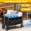 Wagons Carts Foldable, 500 lb 220L Collapsible Wagon with Brakes | Heavy folding wagon for groceries, camping, beach, outdoor hauling; large storage, brake control and compact folding design(Pitch Black)