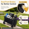 Wagons Carts Foldable, 500 lb 220L Collapsible Wagon with Brakes | Heavy folding wagon for groceries, camping, beach, outdoor hauling; large storage, brake control and compact folding design(Light Black)
