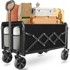 Wagons Carts Foldable, 500 lb 220L Collapsible Wagon with Brakes | Heavy folding wagon for groceries, camping, beach, outdoor hauling; large storage, brake control and compact folding design(Lavender)